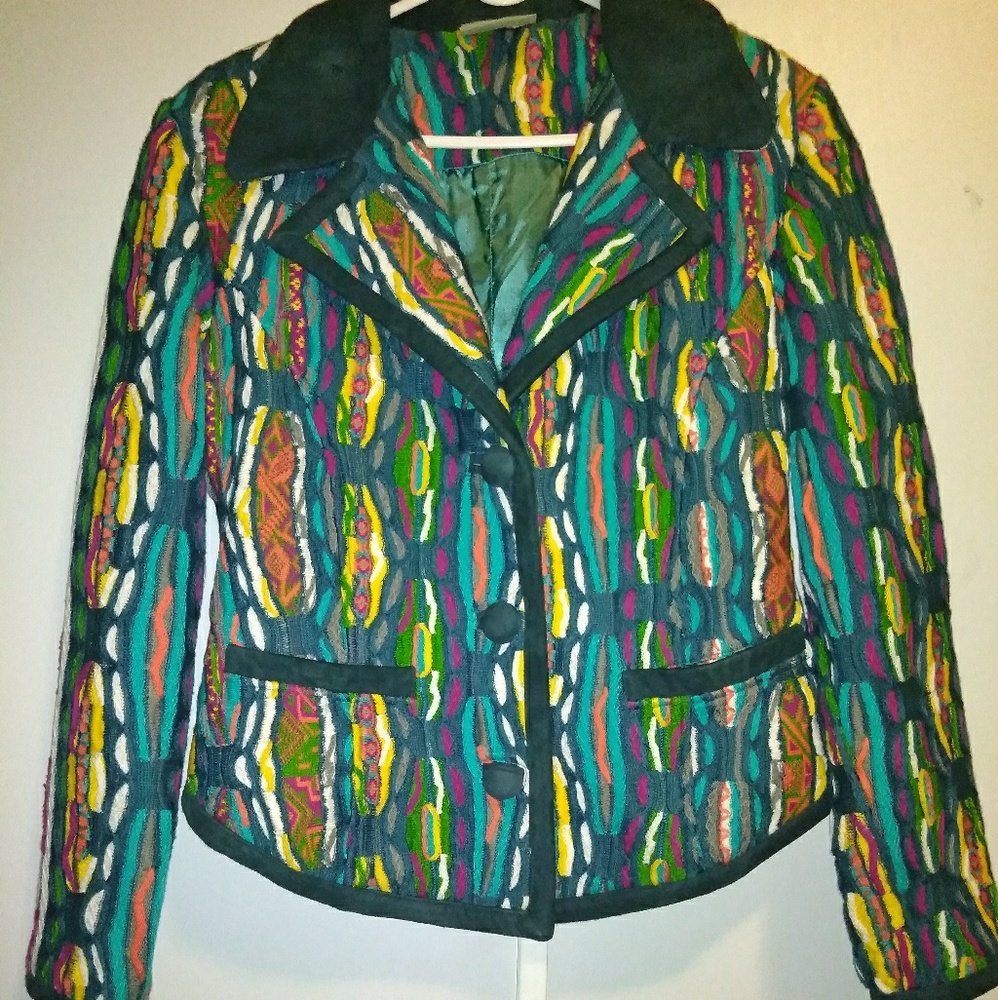 Coogi sweater blazer jacket suede womens small